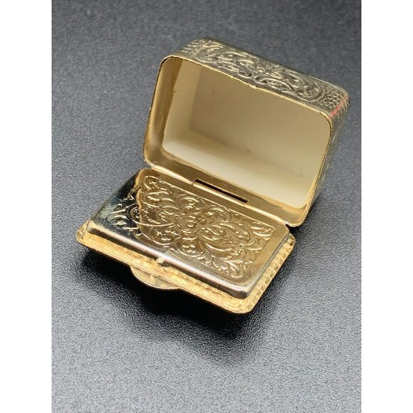 Limoge France Pill Box Sinclair Signed Hand Painted Collectible Trinket Box Gold - Picture 6 of 7